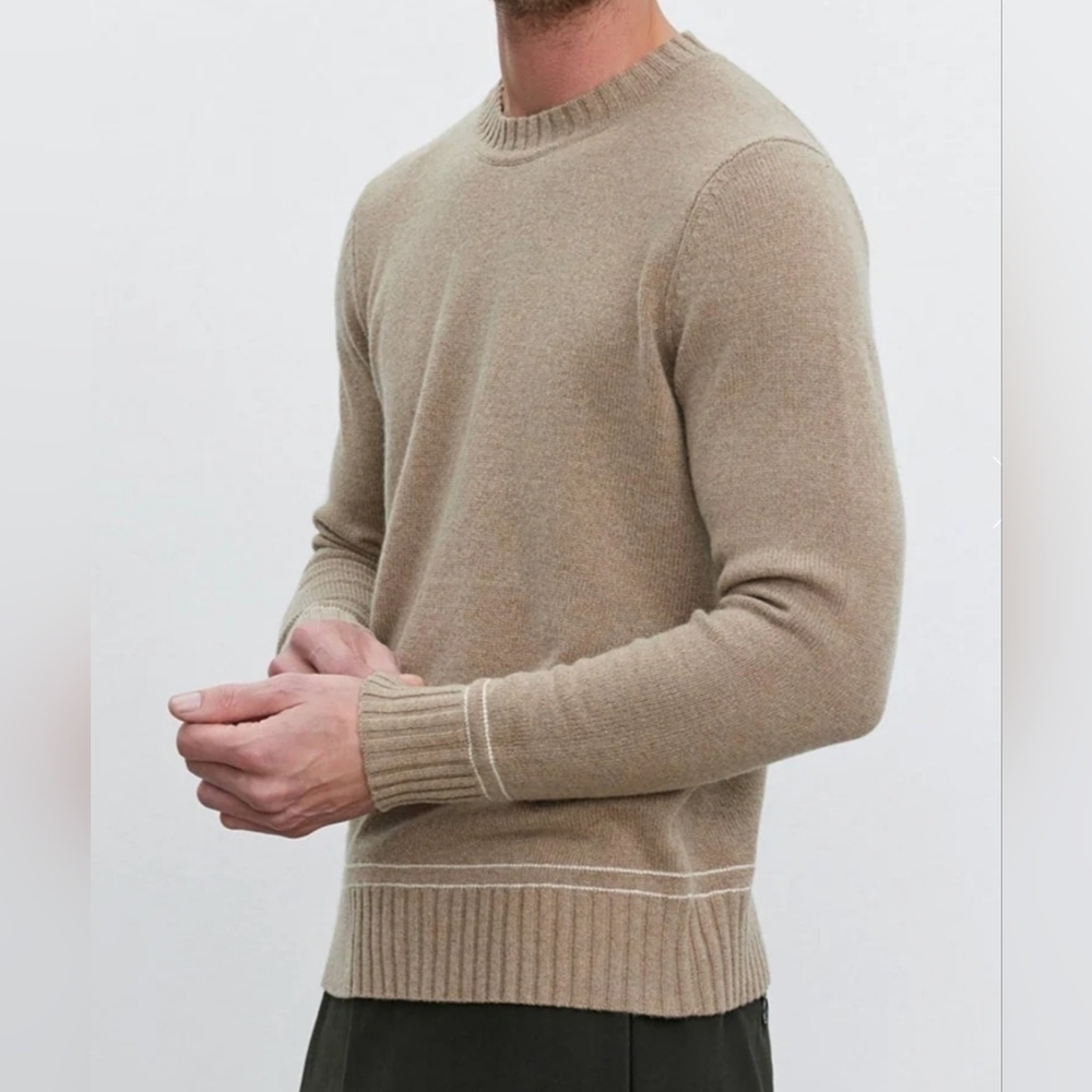 Velvet By Graham & Spencer Wool Blend Atticus Sweater in Oatmeal, Men's Size S
